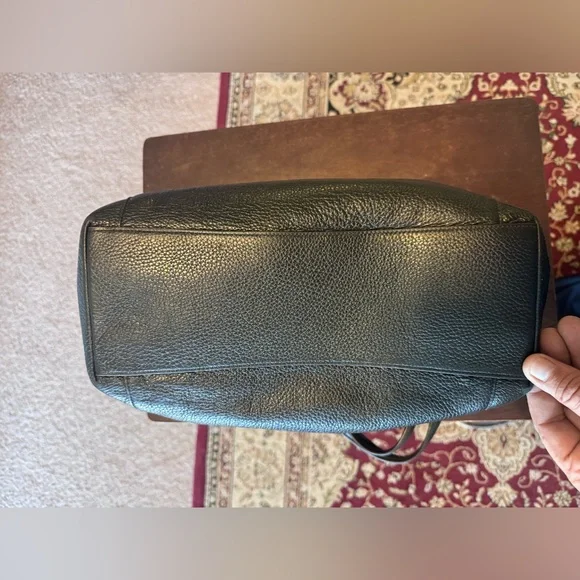 Coach Black Leather Tote with Gold Accents - Picture 3 of 13